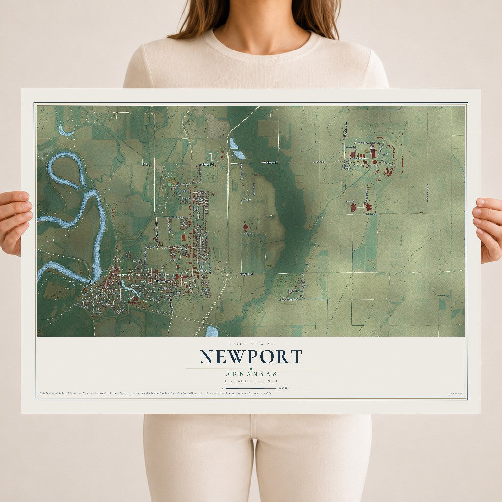 Map of Newport, Arkansas, 18 x 24 inch unframed archival matte print