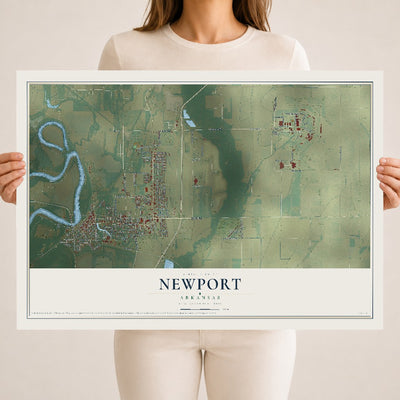 Map of Newport, Arkansas, 18 x 24 inch unframed archival matte print