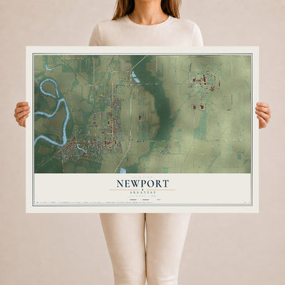 Map of Newport, Arkansas, 24 x 36 inch unframed archival matte print