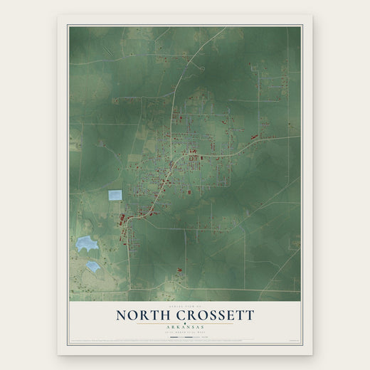 North Crossett, Arkansas map print, the full design