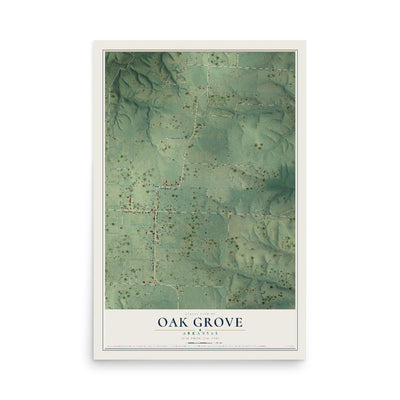 Map of Oak Grove, Arkansas, 12 x 18 inch unframed archival matte print