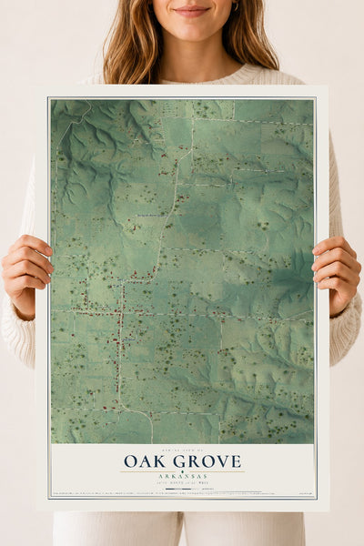 Map of Oak Grove, Arkansas, 18 x 24 inch unframed archival matte print