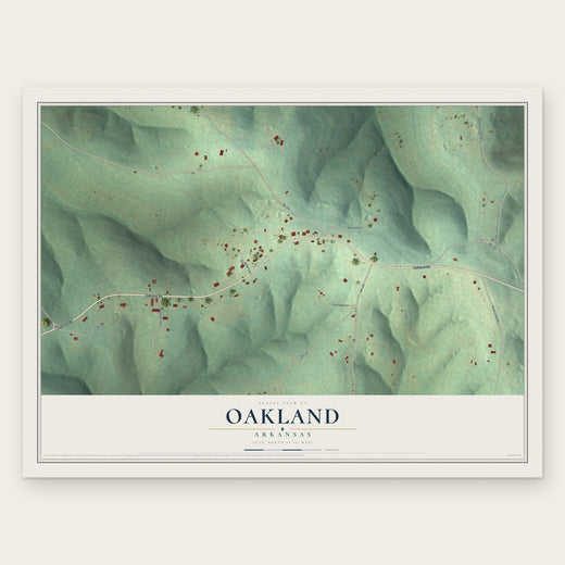 Oakland, Arkansas map print, the full design