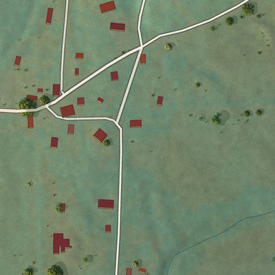 Close-up of the map of Oark, Arkansas print showing street and building detail