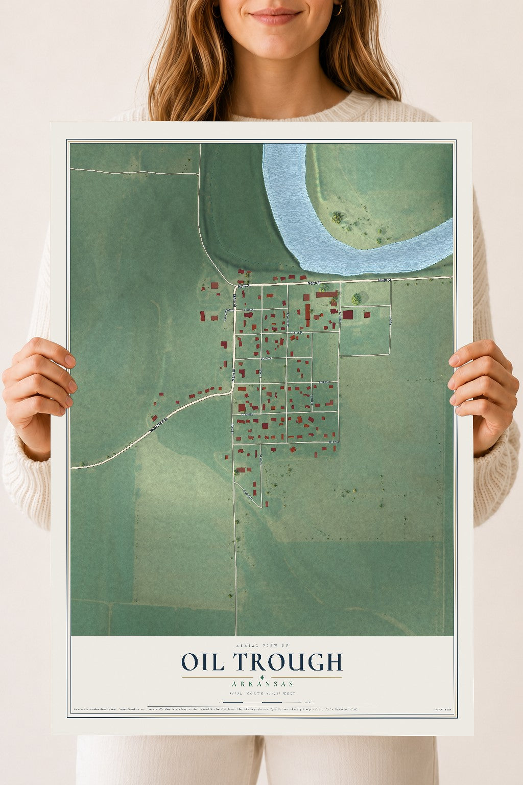 Map of Oil Trough, Arkansas, 18 x 24 inch unframed archival matte print