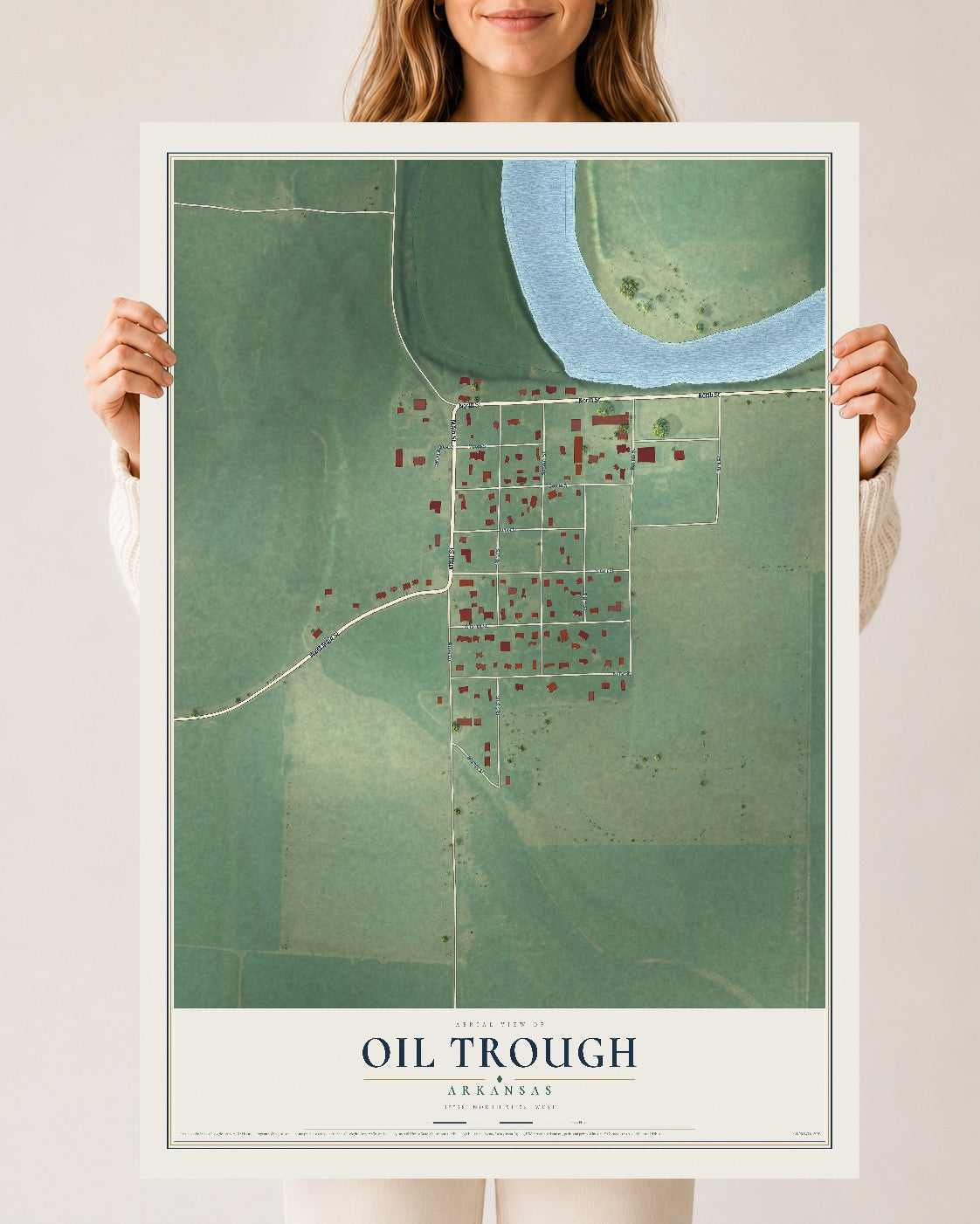 Map of Oil Trough, Arkansas, 24 x 36 inch unframed archival matte print