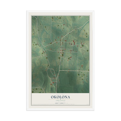 Map of Okolona, Arkansas, 12 x 18 inch print in a white wood frame