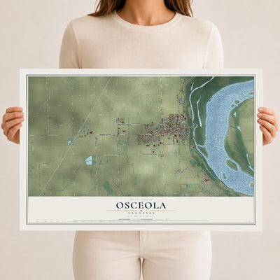 Map of Osceola, Arkansas, 12 x 18 inch unframed archival matte print