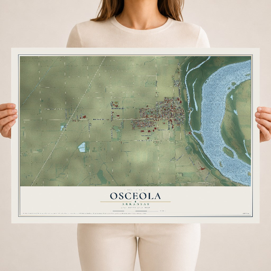 Map of Osceola, Arkansas, 18 x 24 inch unframed archival matte print