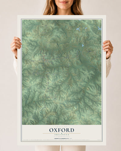 Map of Oxford, Arkansas, 24 x 36 inch unframed archival matte print