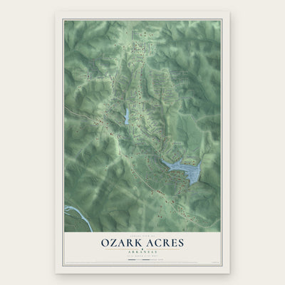 Ozark Acres, Arkansas map print, the full design
