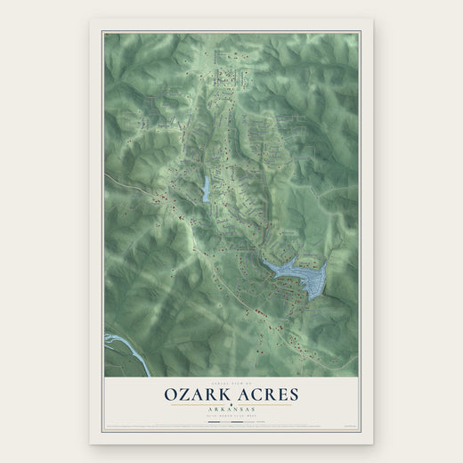 Ozark Acres, Arkansas map print, the full design