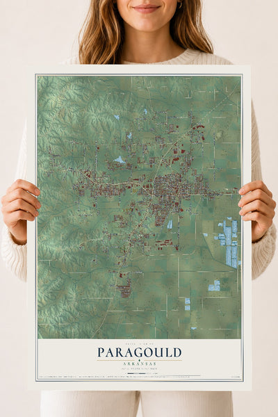 Map of Paragould, Arkansas, 18 x 24 inch unframed archival matte print