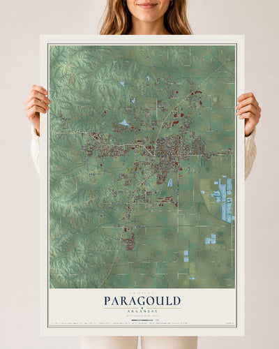 Map of Paragould, Arkansas, 24 x 36 inch unframed archival matte print