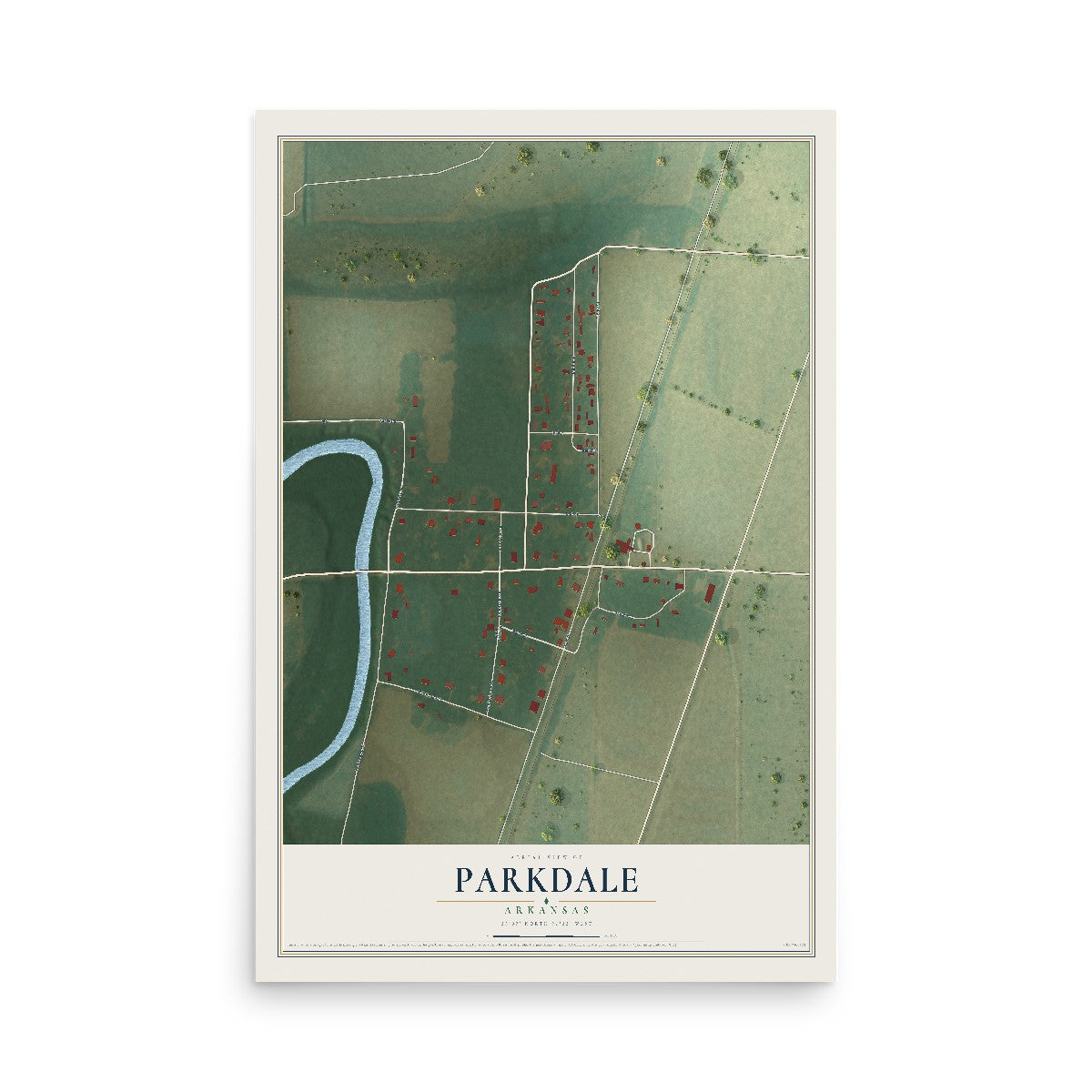 Map of Parkdale, Arkansas, 12 x 18 inch unframed archival matte print