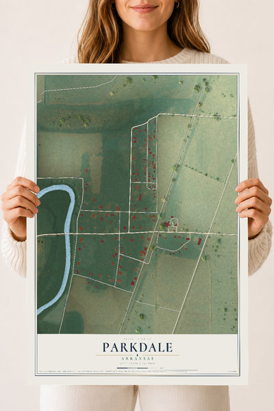Map of Parkdale, Arkansas, 18 x 24 inch unframed archival matte print