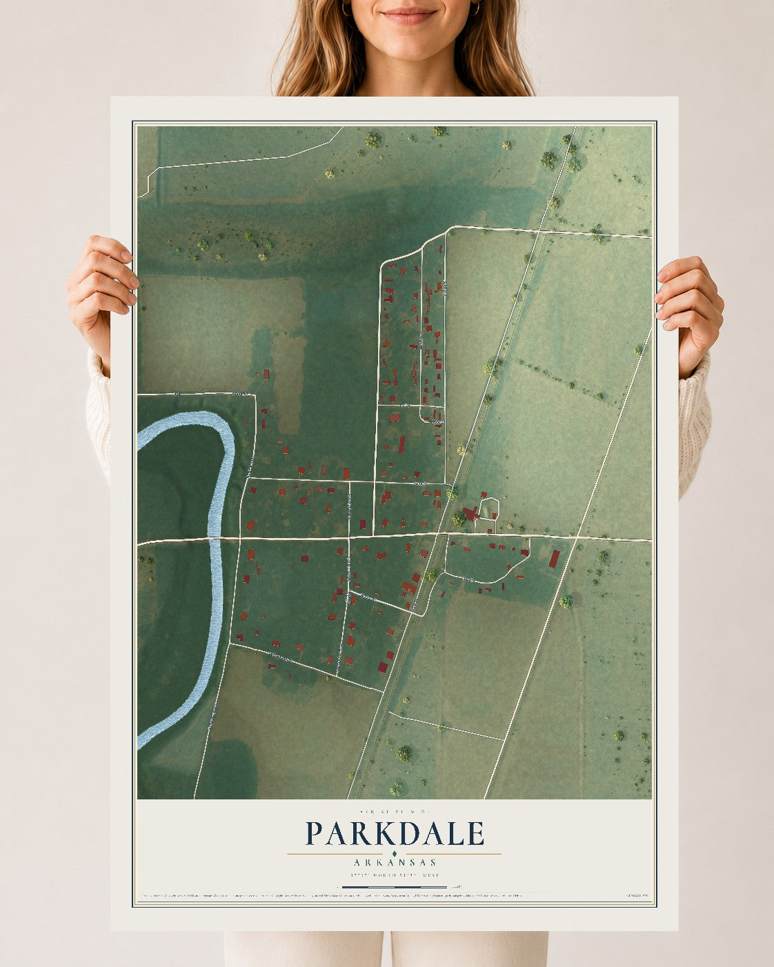 Map of Parkdale, Arkansas, 24 x 36 inch unframed archival matte print