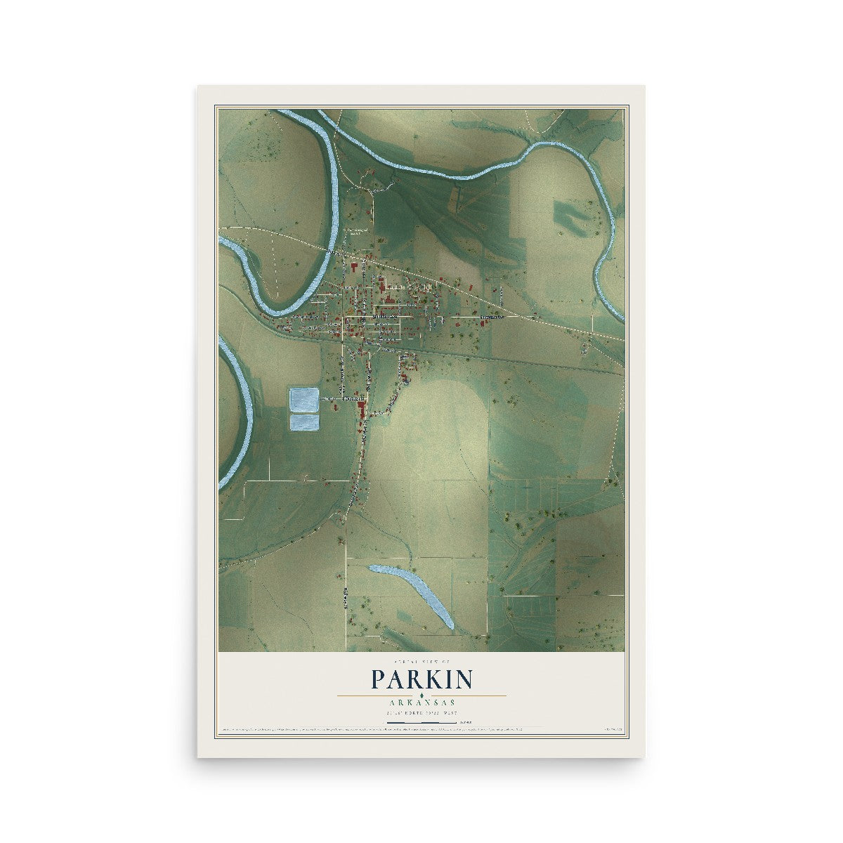 Map of Parkin, Arkansas, 12 x 18 inch unframed archival matte print