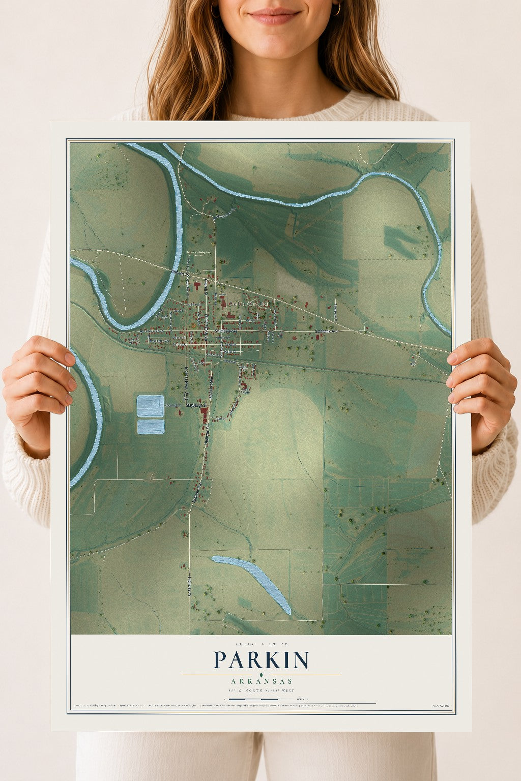 Map of Parkin, Arkansas, 18 x 24 inch unframed archival matte print