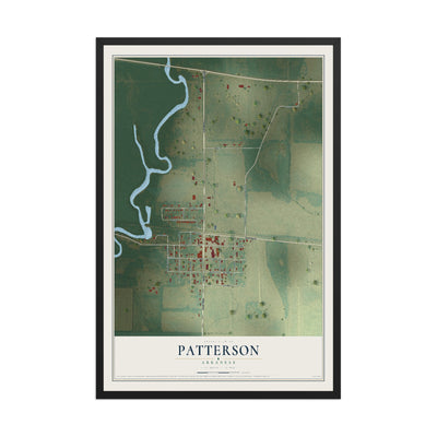 Map of Patterson, Arkansas, 12 x 18 inch print in a black wood frame