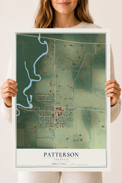 Map of Patterson, Arkansas, 18 x 24 inch unframed archival matte print