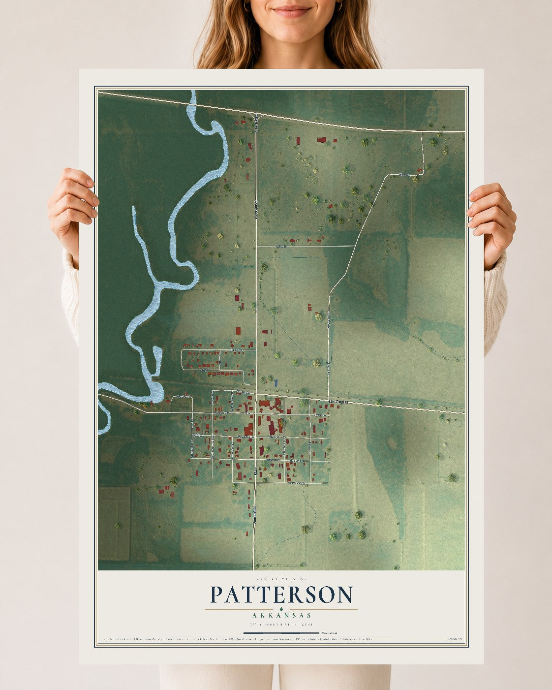Map of Patterson, Arkansas, 24 x 36 inch unframed archival matte print