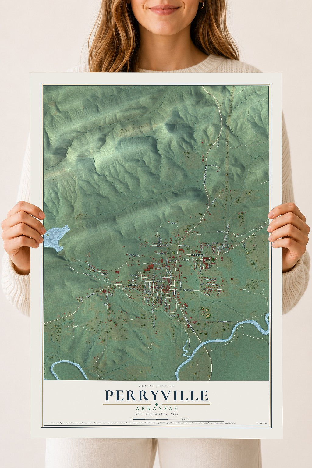 Map of Perryville, Arkansas, 18 x 24 inch unframed archival matte print