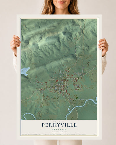 Map of Perryville, Arkansas, 24 x 36 inch unframed archival matte print