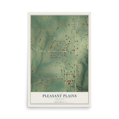 Map of Pleasant Plains, Arkansas, 12 x 18 inch unframed archival matte print