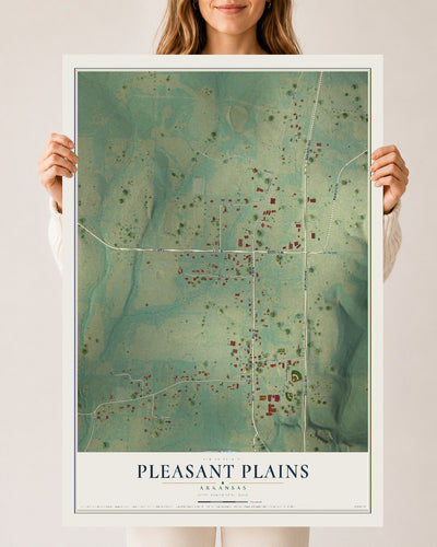 Map of Pleasant Plains, Arkansas, 24 x 36 inch unframed archival matte print