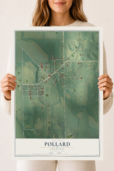 Map of Pollard, Arkansas, 18 x 24 inch unframed archival matte print