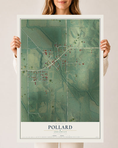 Map of Pollard, Arkansas, 24 x 36 inch unframed archival matte print