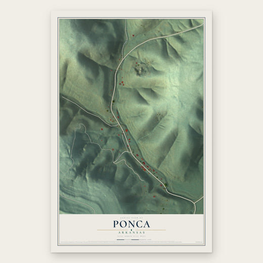 Ponca, Arkansas map print, the full design