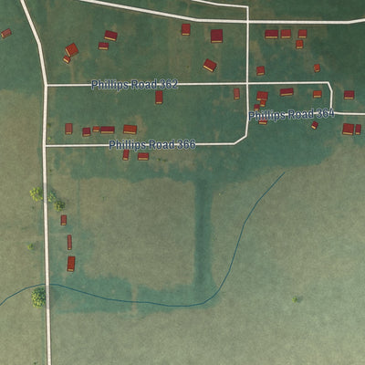 Close-up of the map of Poplar Grove, Arkansas print showing street and building detail