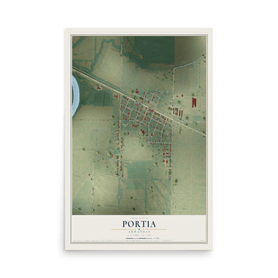 Map of Portia, Arkansas, 12 x 18 inch unframed archival matte print
