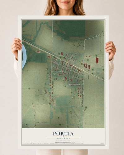 Map of Portia, Arkansas, 24 x 36 inch unframed archival matte print