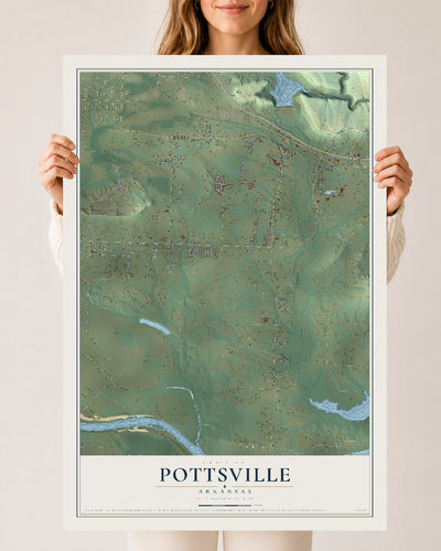 Map of Pottsville, Arkansas, 24 x 36 inch unframed archival matte print