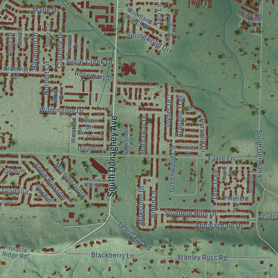 Close-up of the map of Preston, Arkansas print showing street and building detail