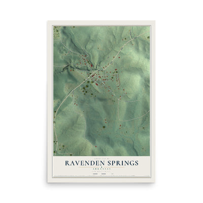 Map of Ravenden Springs, Arkansas, 12 x 18 inch unframed archival matte print