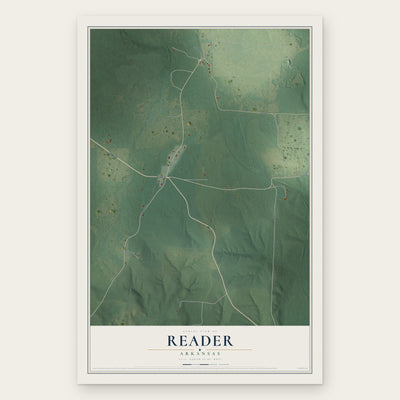 Reader, Arkansas map print, the full design