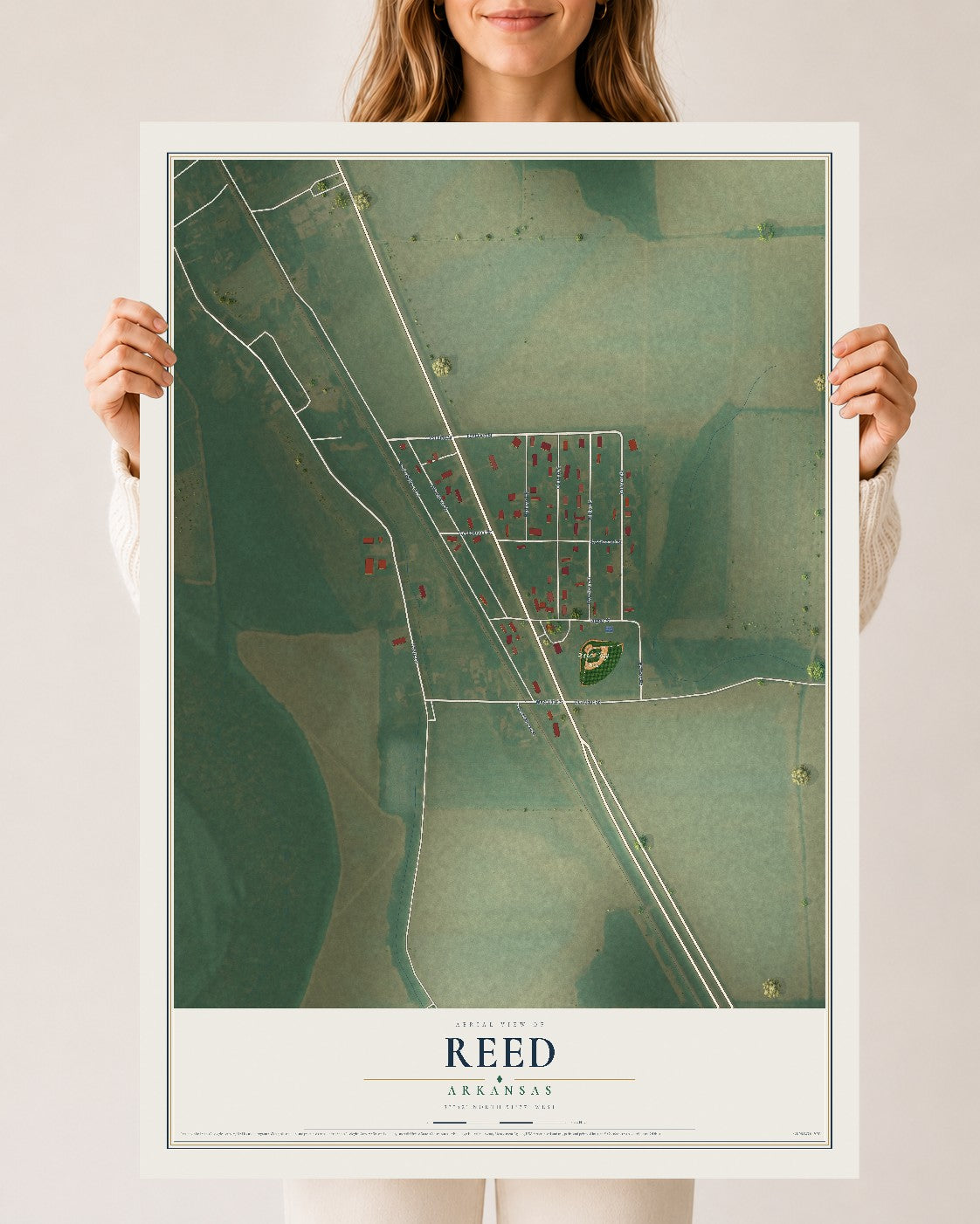 Map of Reed, Arkansas, 24 x 36 inch unframed archival matte print