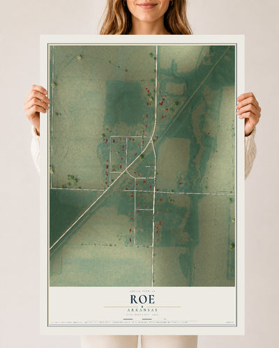 Map of Roe, Arkansas, 24 x 36 inch unframed archival matte print