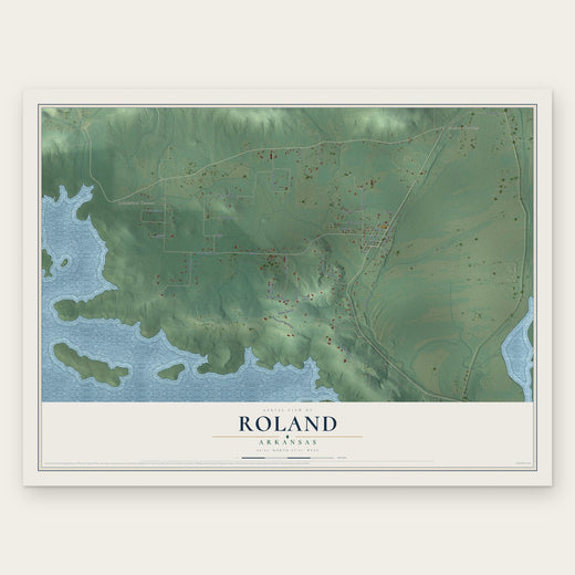 Roland, Arkansas map print, the full design