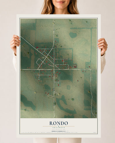 Map of Rondo, Arkansas, 24 x 36 inch unframed archival matte print