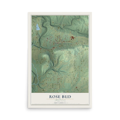 Map of Rose Bud, Arkansas, 12 x 18 inch unframed archival matte print