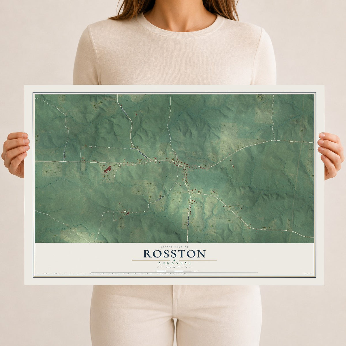 Map of Rosston, Arkansas, 12 x 18 inch unframed archival matte print