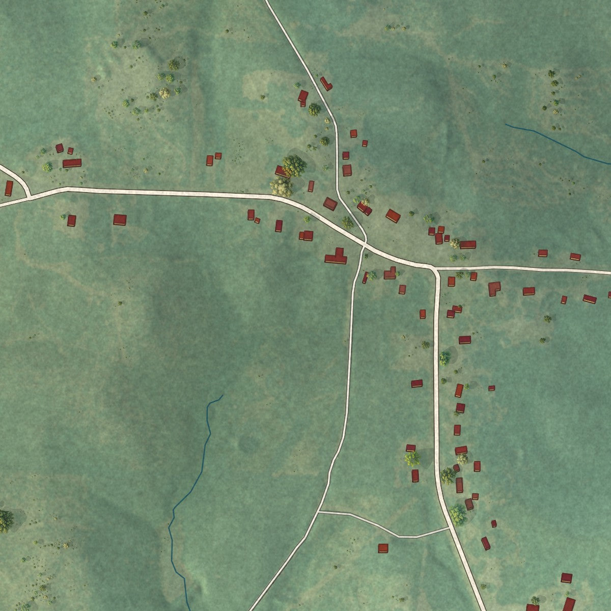 Close-up of the map of Rosston, Arkansas print showing street and building detail