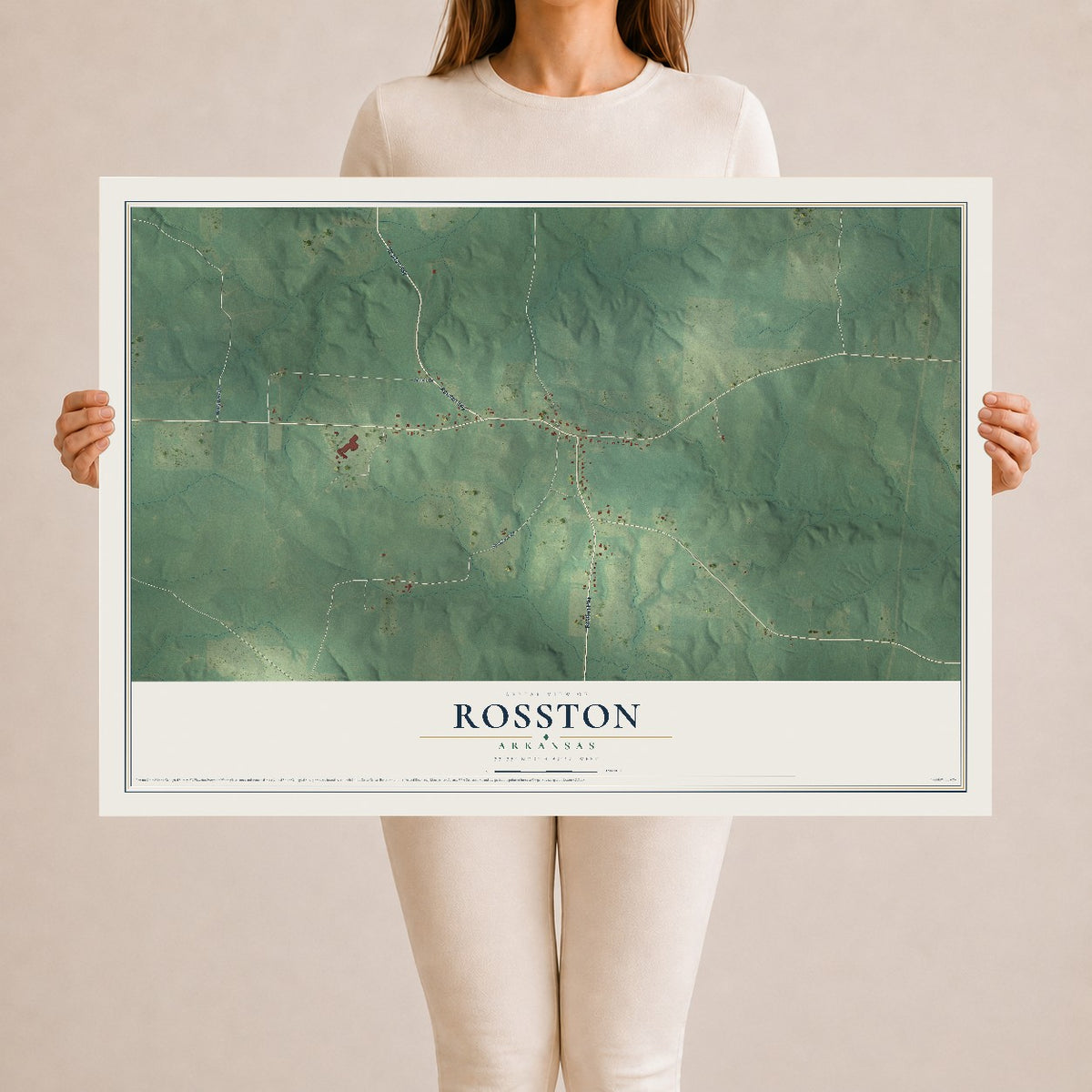 Map of Rosston, Arkansas, 24 x 36 inch unframed archival matte print