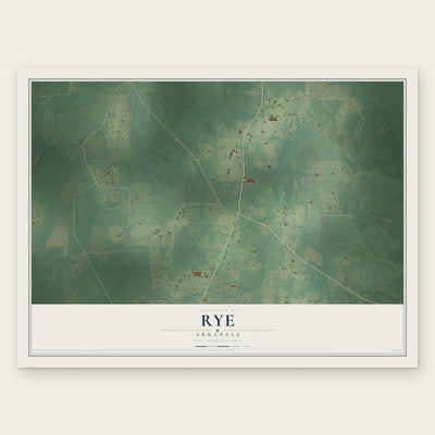 Rye, Arkansas map print, the full design