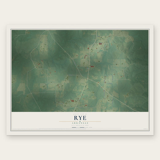 Rye, Arkansas map print, the full design